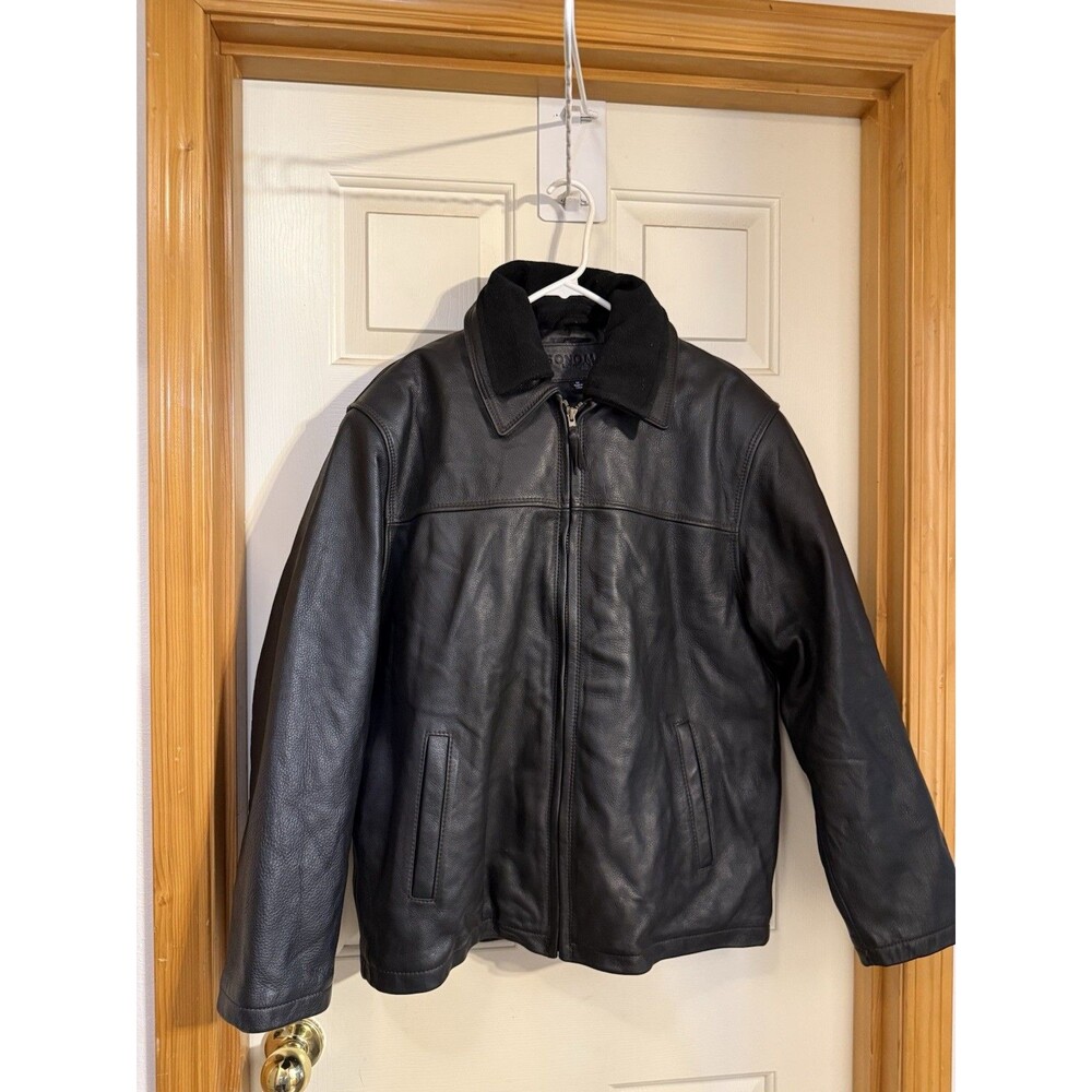 Sonoma Lifestyle Mens Genuine Leather Jacket Black Size M